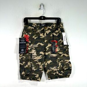 Reason Brand Denim Camo Cargo Short, Men's Size 36 - Green/Tan
